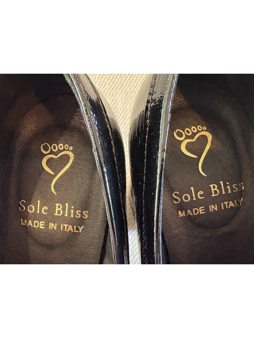 Sole Bliss Genevieve Black Patent Leather Heeled Horsebit Loafers Size 37 US 6